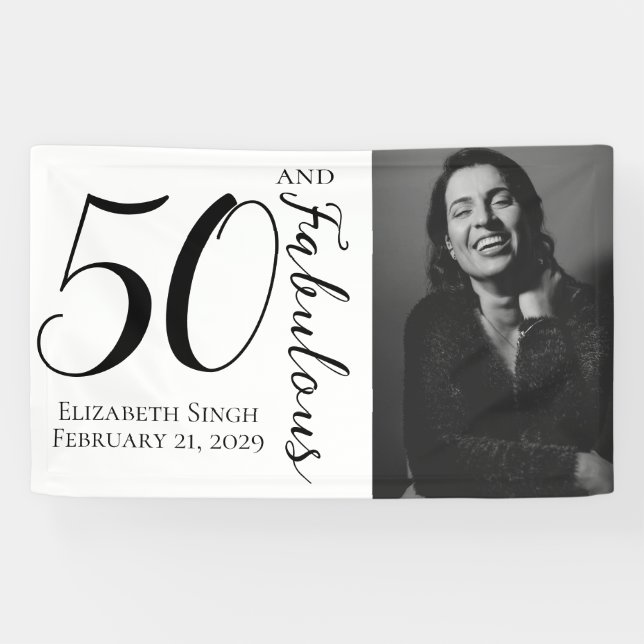 Lona Fifty and Fabulous Bold Photo 50th Birthday Party  (Horizontal)