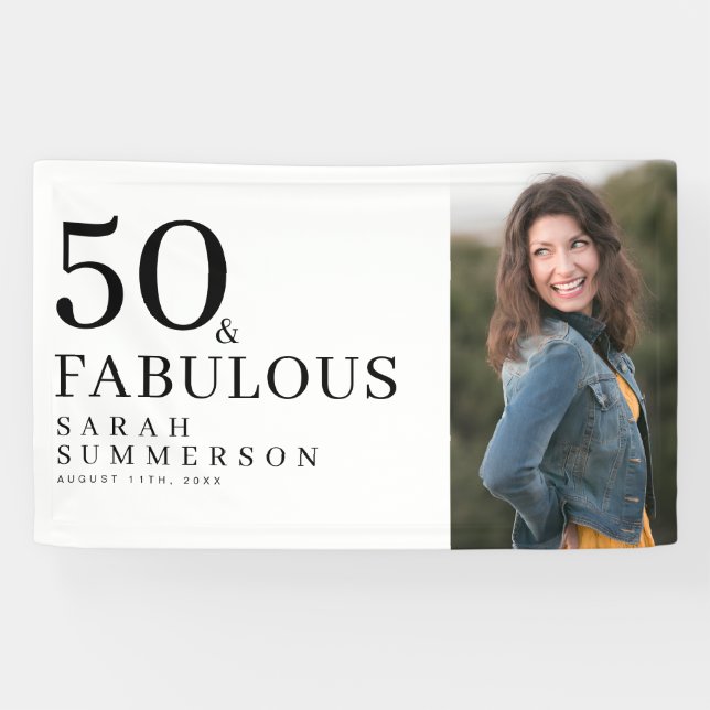 Lona Fifty and Fabulous Bold Photo 50th Birthday Party (Horizontal)