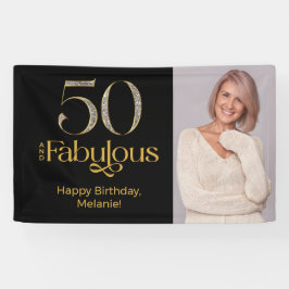 Lona Fifty and Fabulous Gold Black 50th Birthday Photo