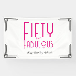 Lona Fifty and Fabulous Hot Pink Art Deco 50th Birthday