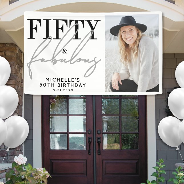 Lona Fifty And Fabulous Modern 50th Birthday Party (Fifty And Fabulous Modern 50th Birthday Party Banner)
