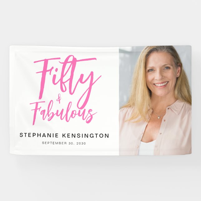 Lona Fifty and Fabulous Pink Photo 50th Birthday Party (Horizontal)