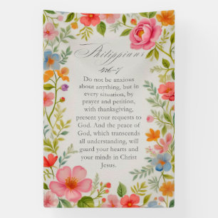 Lona Filipenses 4:6–7 Versículo de la Biblia en Acuarel