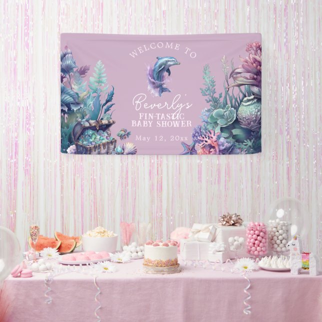 Lona Fintastic One Rustic Watercolor Baby Shower modern (Fiesta)