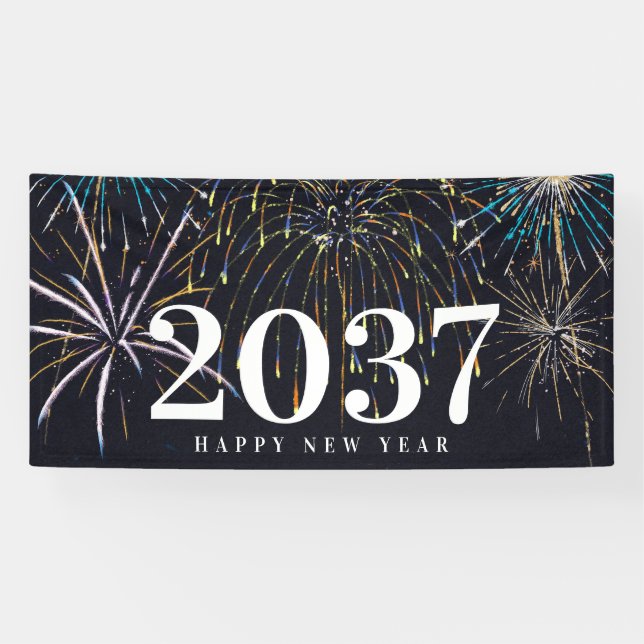 Lona Fireworks New Years Party Banner (Horizontal)