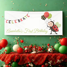 Lona First Birthday Ladybug Banner