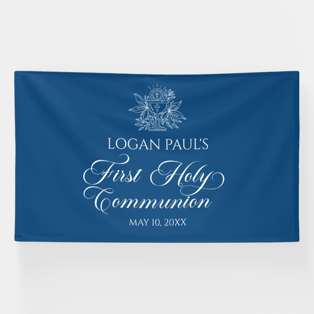 Lona First Communion Blue banner backdrop  (Horizontal)