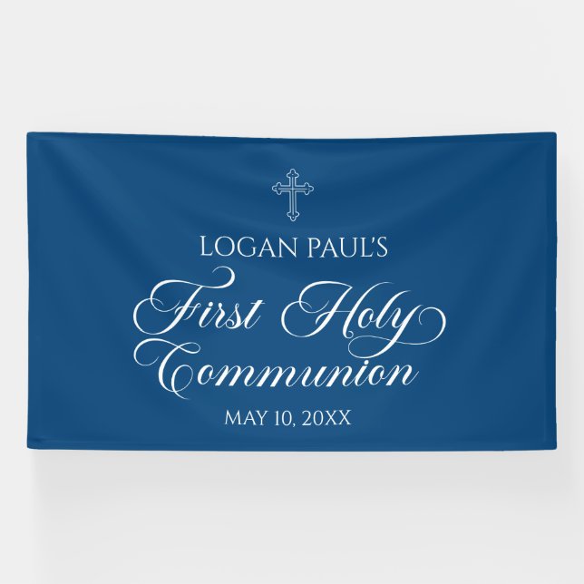 Lona First Communion Blue banner backdrop  (Horizontal)