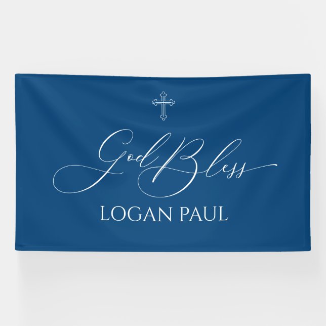 Lona First Communion God Bless Sage banner backdrop  (Horizontal)