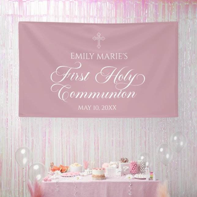 Lona First Communion Mauve banner backdrop  (Fiesta)