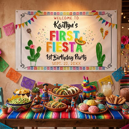 Lona First Fiesta Mexican 1st Birthday Party Welcome