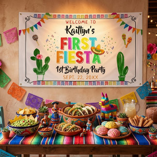 Lona First Fiesta Mexican 1st Birthday Party Welcome