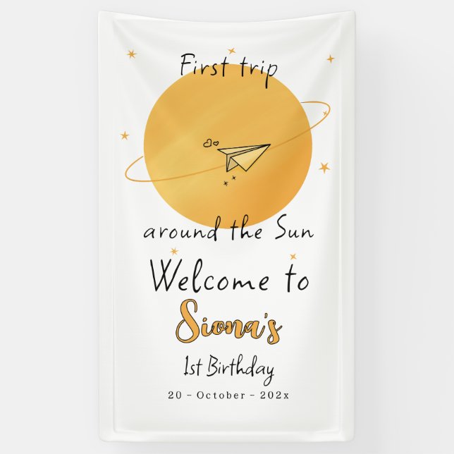 Lona First Trip Around The Sun Paper Airplane Birthday (Vertical)