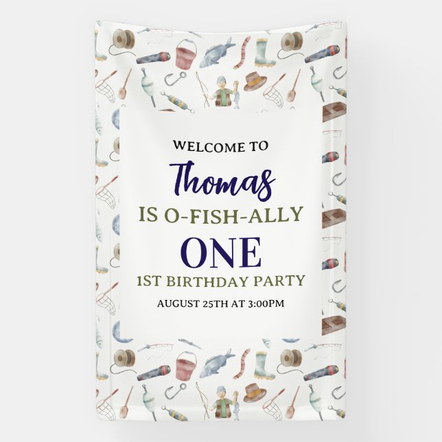 Lona Fishing 1st Birthday | O-Fish-Ally One party (Vertical)