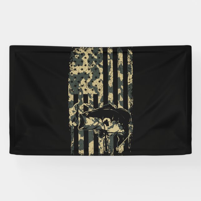 Lona Fishing Camouflage USA Flag for Bass Fisherman (Horizontal)