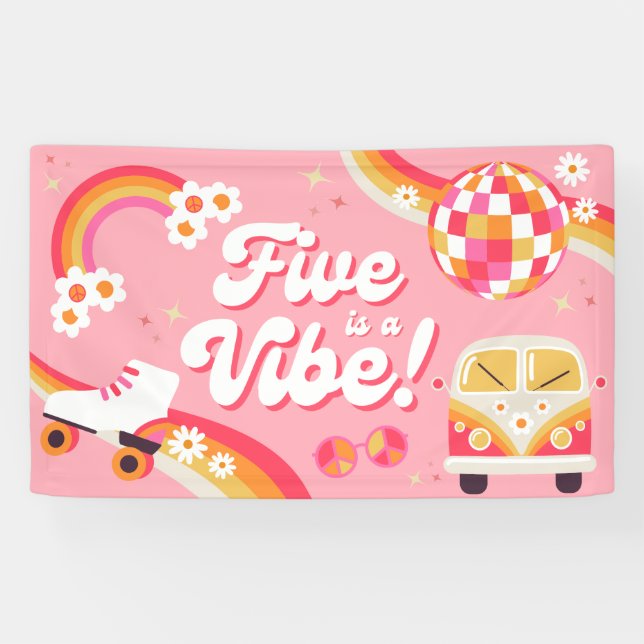 Lona Five es un cartel de cumpleaños retro de Vibe (Horizontal)
