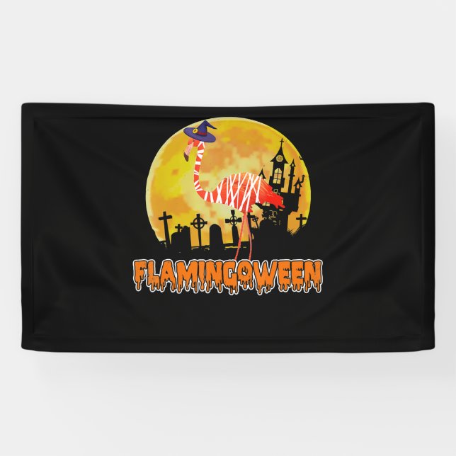 Lona Flamencos | Flamingoween Funny Witch Halloween (Horizontal)