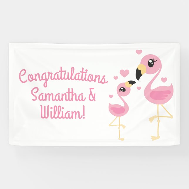 Lona Flamingo Baby Shower Cute Tropical (Horizontal)