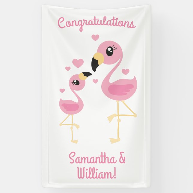 Lona Flamingo Baby Shower Cute Tropical (Vertical)