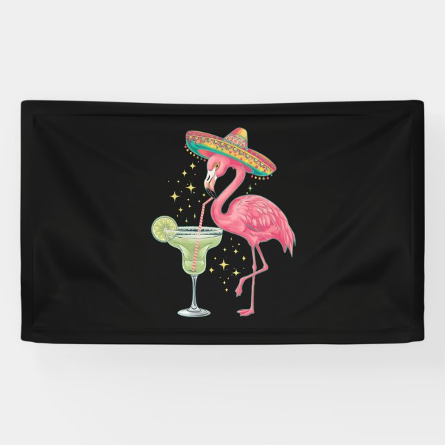 Lona Flamingo Beber Margarita Gracioso Poncho Mexicano (Horizontal)