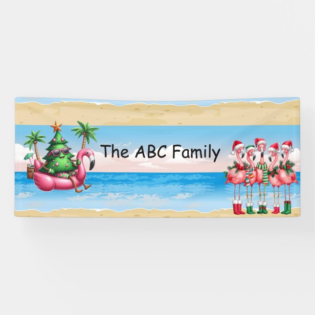Lona Flamingo con árbol de Navidad para Navidades en ju (Horizontal)
