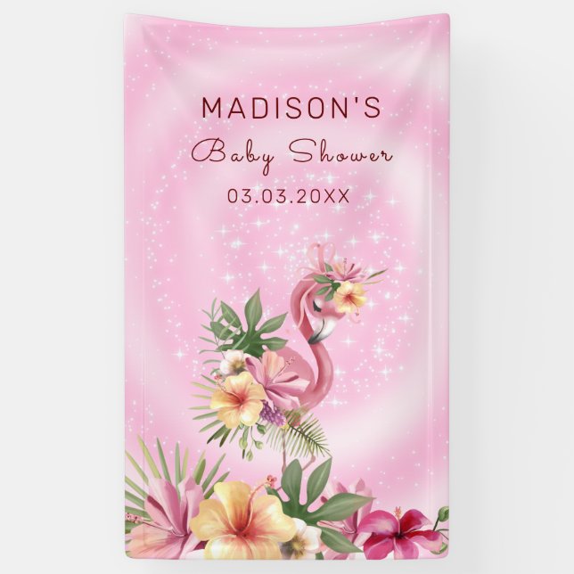 Lona Flamingo en las flores (Vertical)