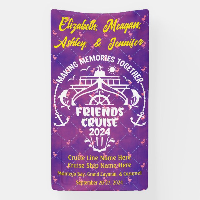 Lona Flamingo Haciendo Recuerdos Juntos Amigas Cruise (Vertical)