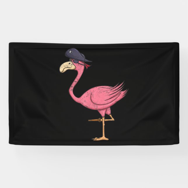 Lona Flamingo Rosa Pirata con Halloween Eyepatch (Horizontal)
