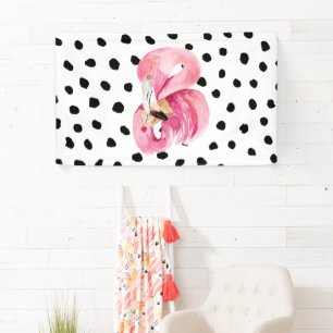 Lona Flamingo y puntos de color rosa exótico moderno