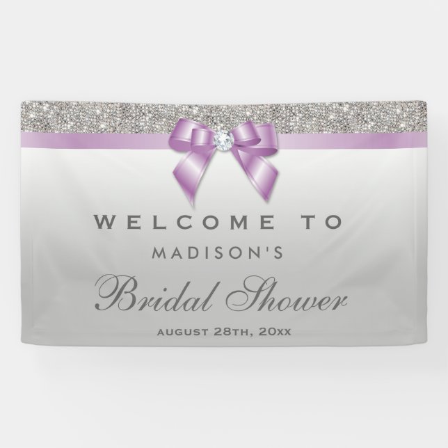 Lona Flauta Silver Sequin Lilac Diamond Bow Bridal Show (Horizontal)