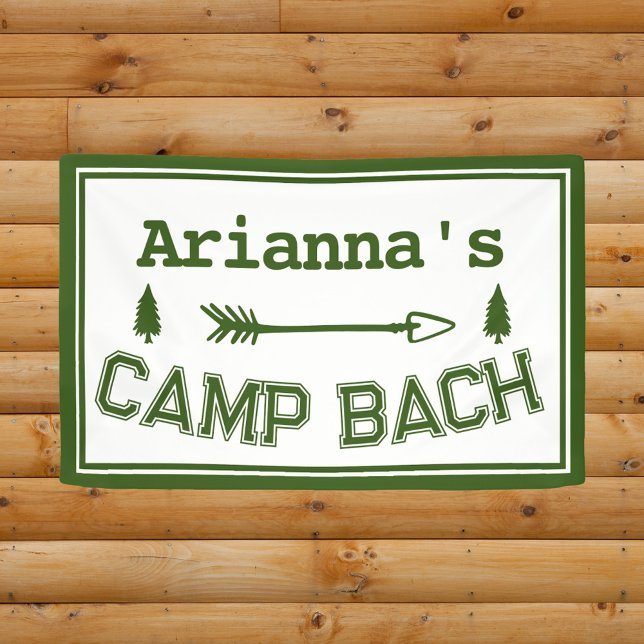 Lona Flecha Rustica Rústica Retro Campamento Personaliz (Personalizes Rustic Retro Camp Bach Banner)