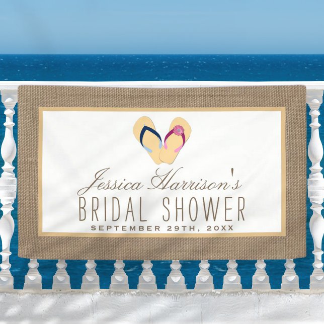 Lona Flip-Flop Sand Beach Burlap Bridal Shower (Subido por el creador)