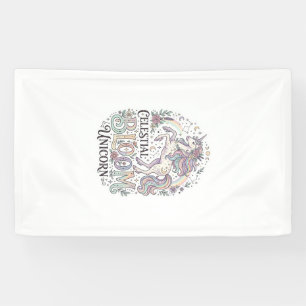 Lona Flor Celestial Unicornio Unicornio Tipografía Prem