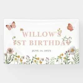 Lona Flor de agua rosada 1er cumpleaños