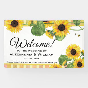 Lona Flor de girasol de campo amarillo Bienvenida Bod