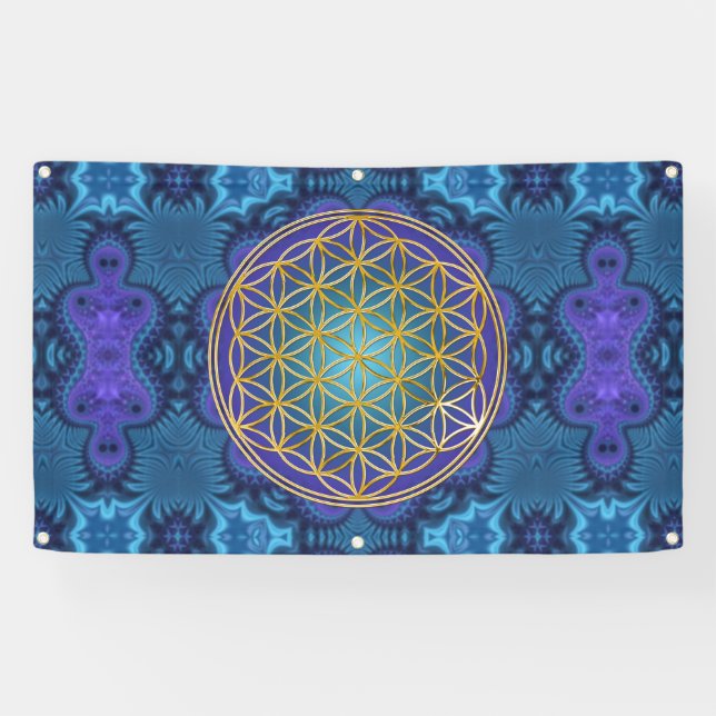 Lona Flor de la vida - oro - fractal 1 (Horizontal)