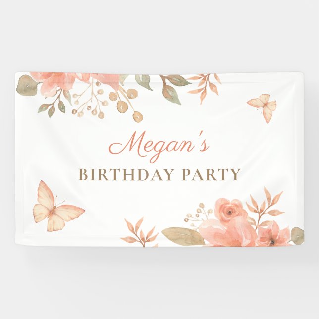 Lona Flor de melocotón rosa (Horizontal)