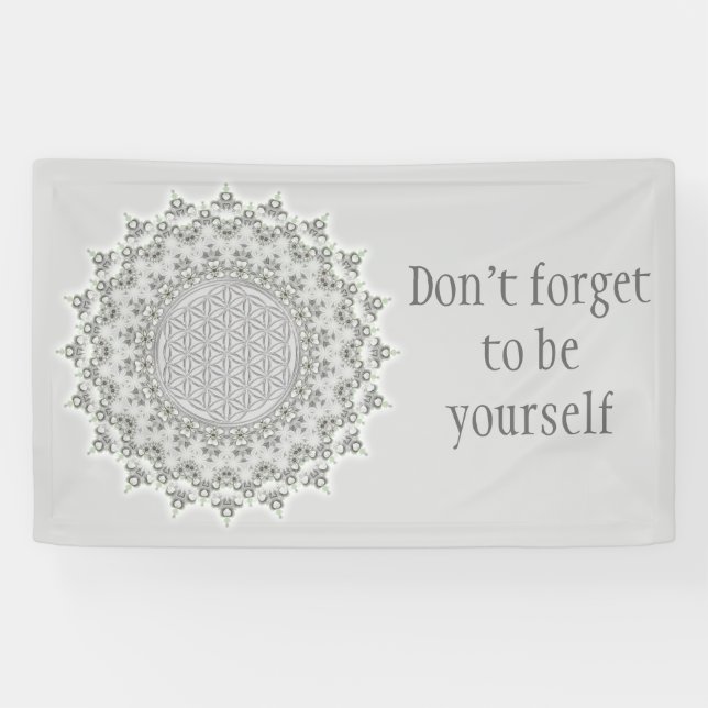 Lona Flor de vida - Fractal Mandala gris verde (Horizontal)