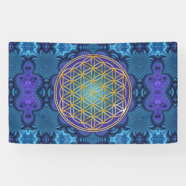 Lona Flor de vida - oro - fractal 1 (Horizontal)