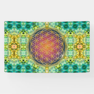 Lona Flor de vida - oro - fractal 2