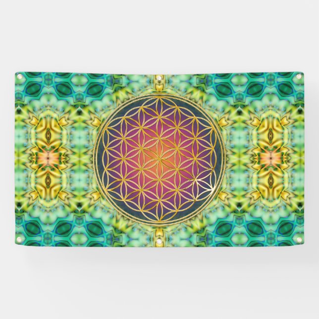 Lona Flor de vida - oro - fractal 2 (Horizontal)