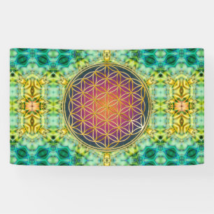 Lona Flor de vida - oro - fractal 2