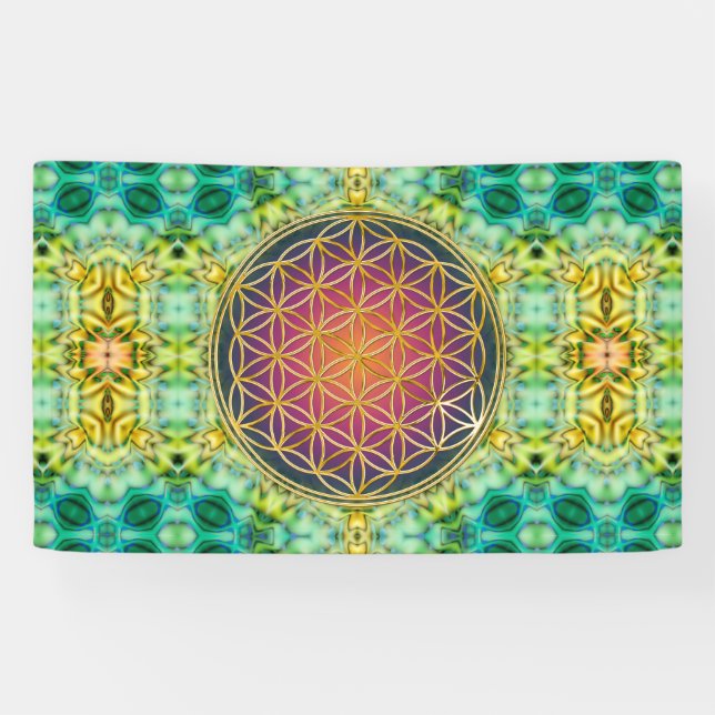 Lona Flor de vida - oro - fractal 2 (Horizontal)