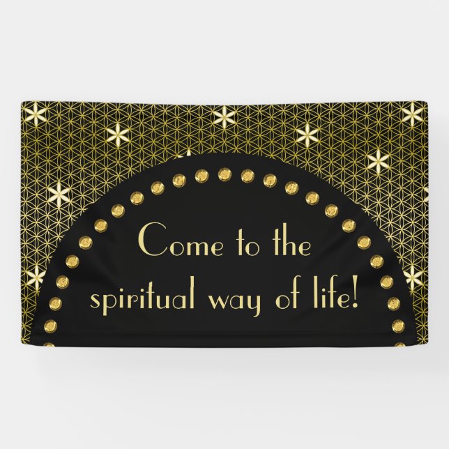 Lona Flor de vida - patrón sin costuras - dorado (Horizontal)