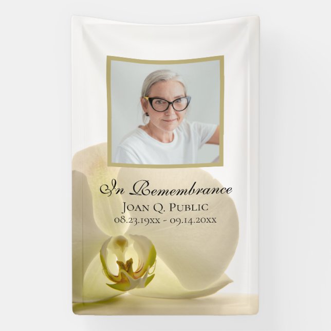 Lona Flor orquídea en celebración blanca del funeral de (Vertical)