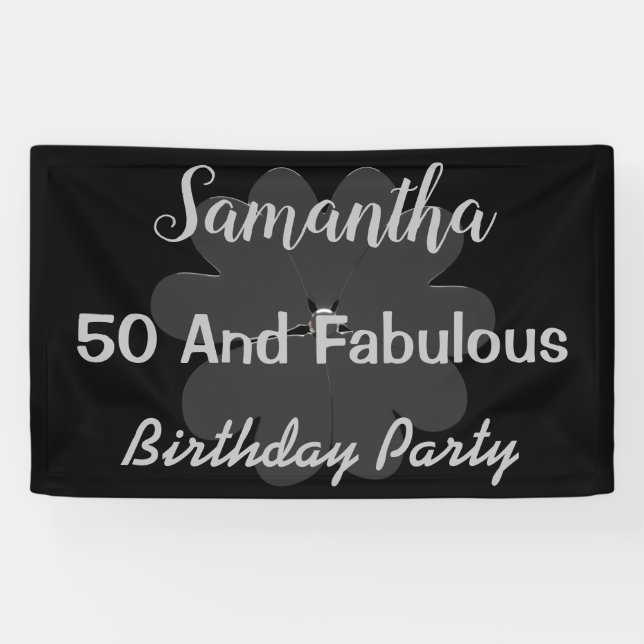 Lona Flor plateada metálica 3D Banner Cincuenta y Fabul (Horizontal)