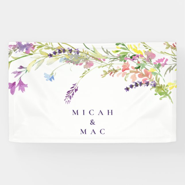 Lona Flor silvestre colorida y lavanda (Horizontal)