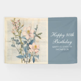 Lona Flor silvestre vintaqe botánica 80º cumpleaños