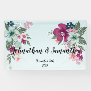 Lona Flor tropical de bandera 3'x5' personalizada en az