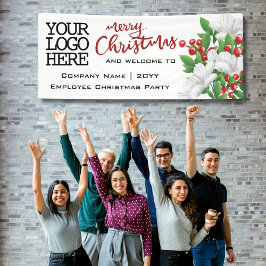 Lona Flora acuarela de color de marea navideña | Rojo